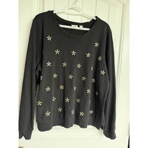 Women's Embellished Black Size 18/20W Lightweight Sweater